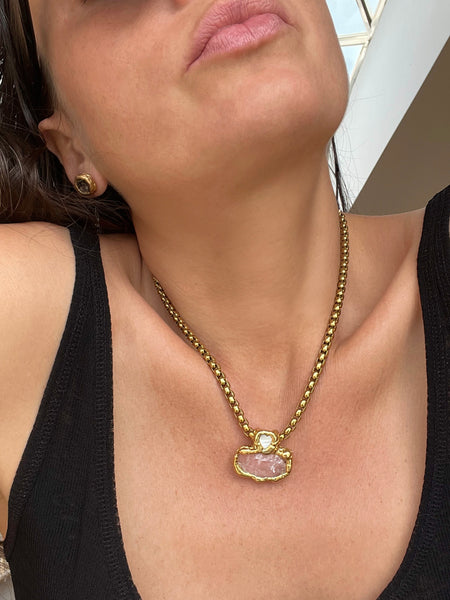 Rose Quartz & Mother of Pearl Heart