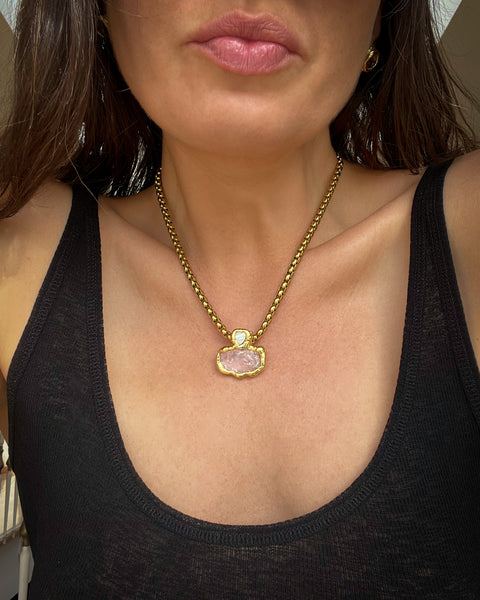 Rose Quartz & Mother of Pearl Heart