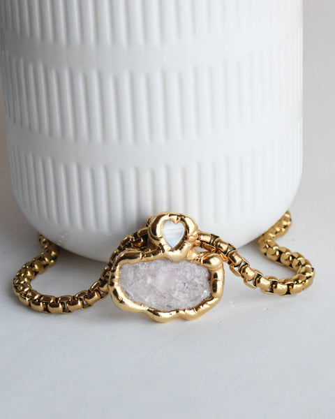 Rose Quartz & Mother of Pearl Heart