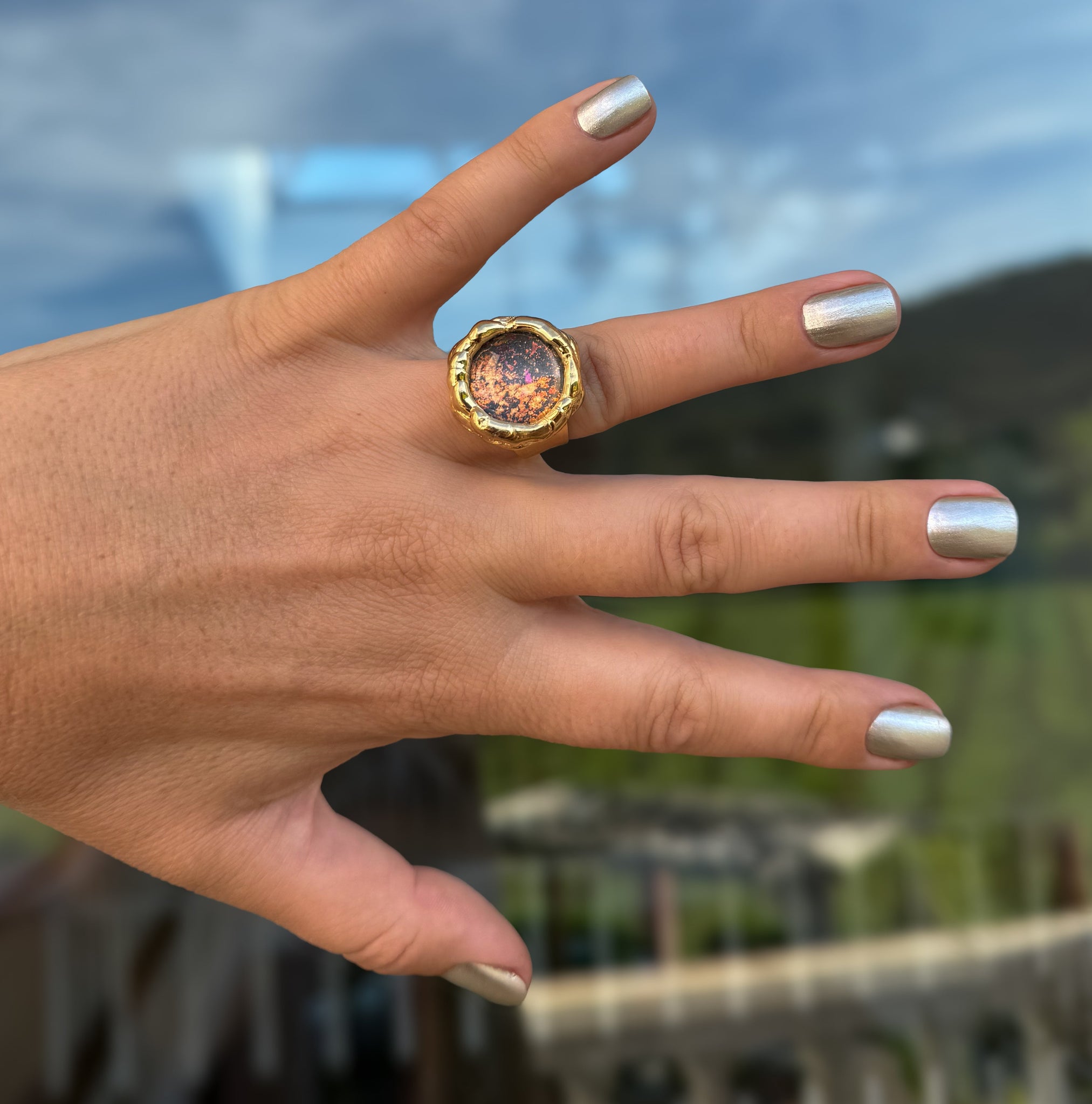 Black & Orange Stardust Ring