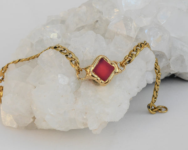 Red Square Glass Bracelet