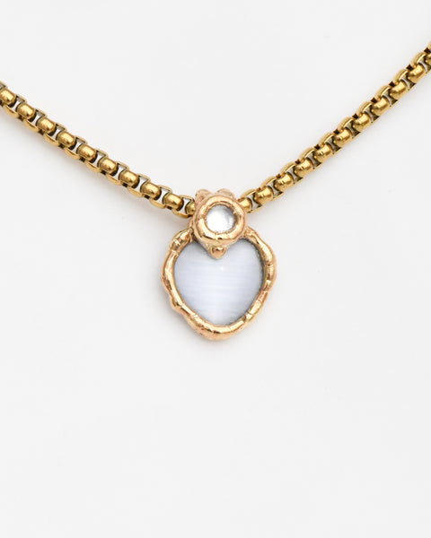 Silvery Cat Eye Heart