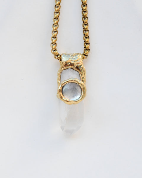 Large Clear Quartz & Silver Dust