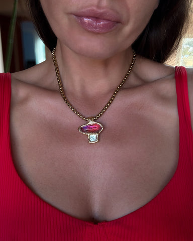 Mushroomy Clear Quartz with Red Stardust