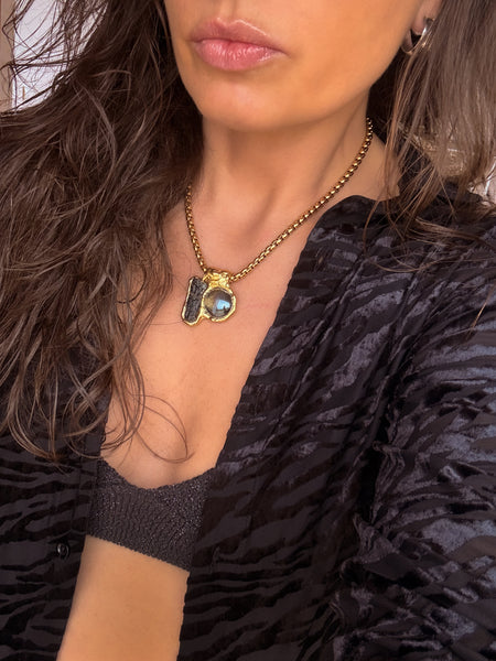 Black Tourmaline & Glass