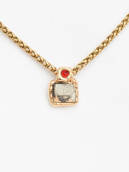 Pyrite & Red Zircon
