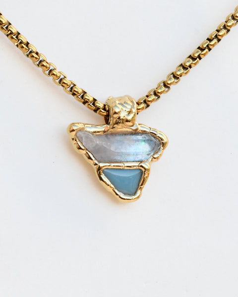 Clear Quartz with light blue stardust & mosaic