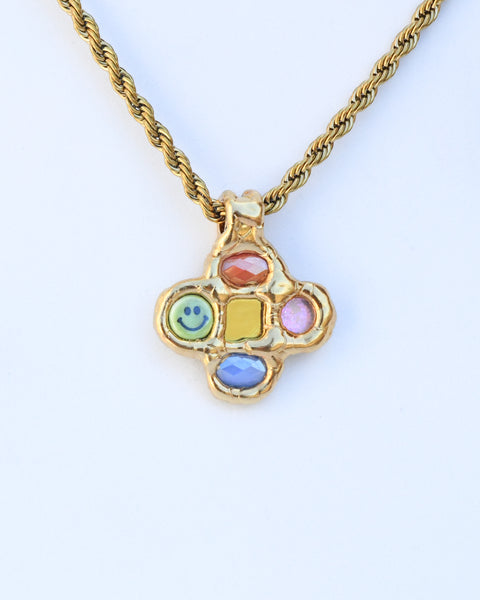Multicolor Smiley Cross