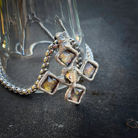 Pyrite Cross with Stardust