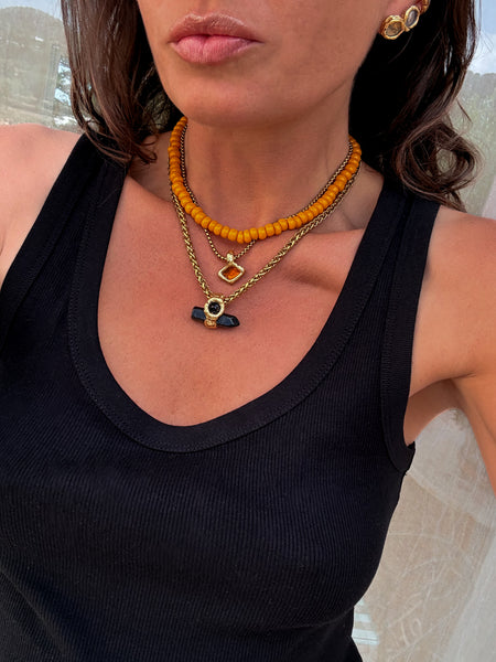 Obsidian and Swarovski Crystal