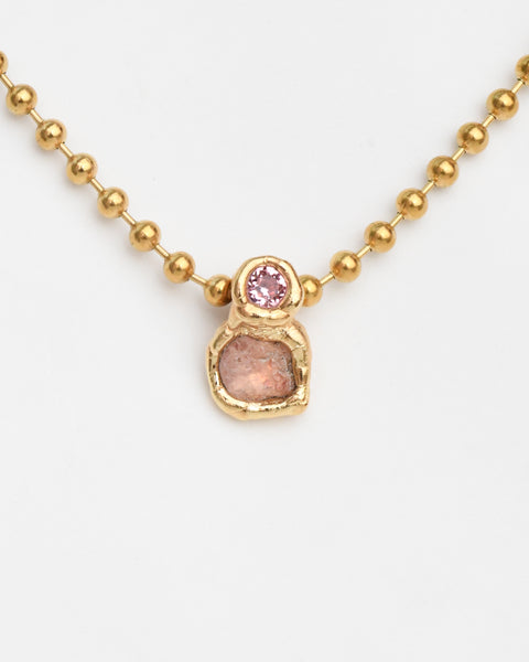 Smaller Raw Rose Quartz & Swarovski