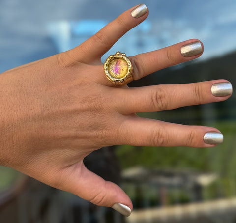 Yellow & Pink Stardust Ring