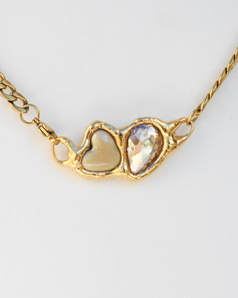 Beige Heart & Shiny Crystal