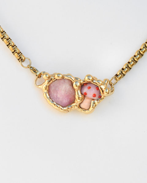 Pink Rose Quartz and Mushroom