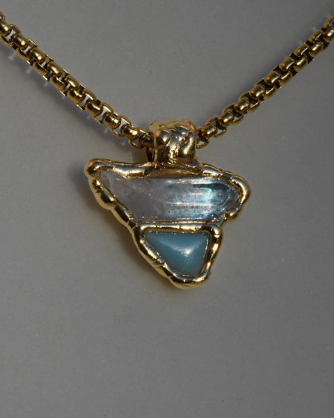 Clear Quartz with light blue stardust & mosaic