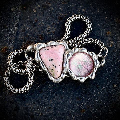 Rhodochrosite and Pinky Green Stardust
