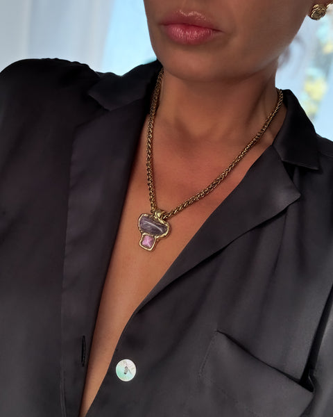 Purple Mushroom Shape Necklace