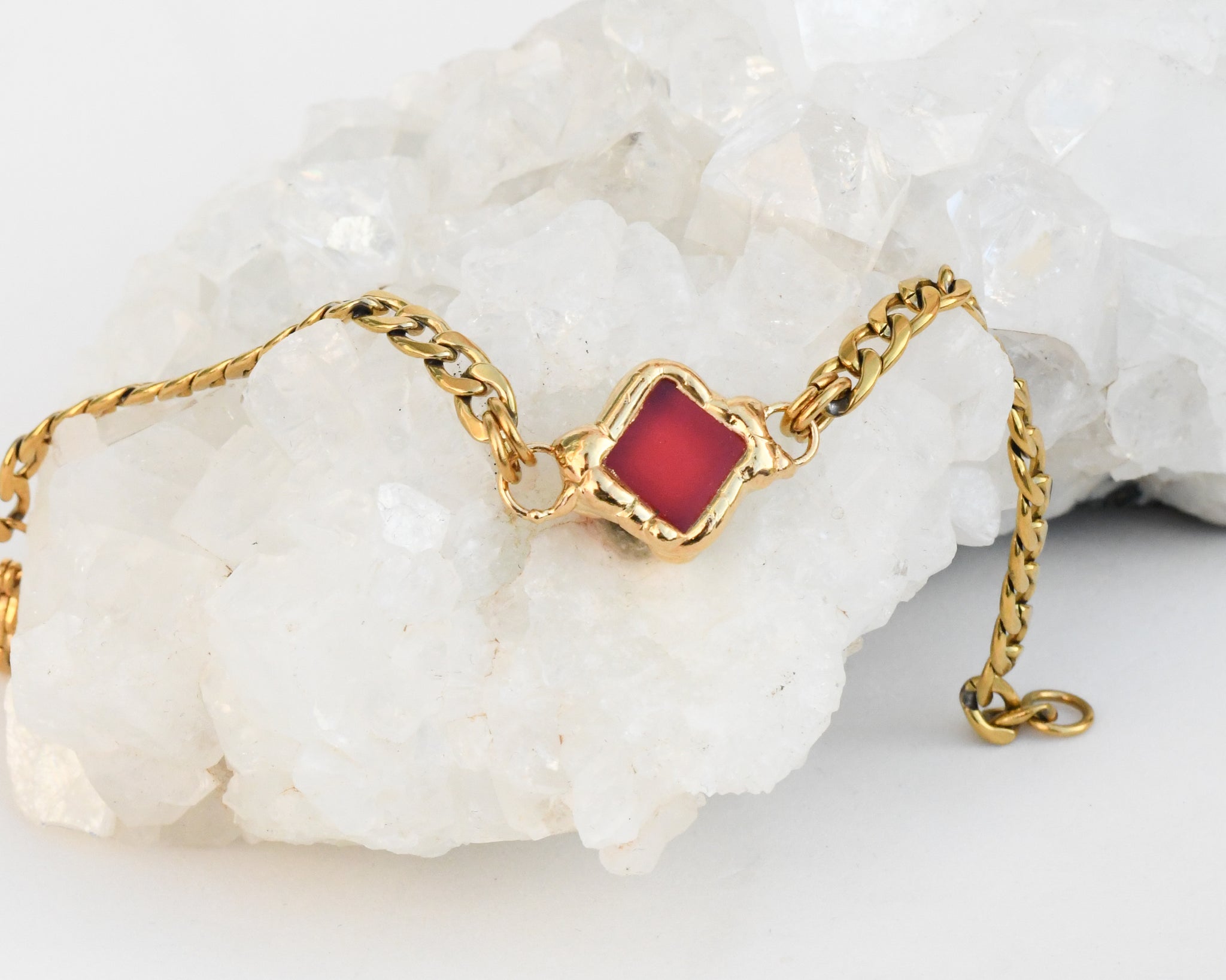 Red Square Glass Bracelet