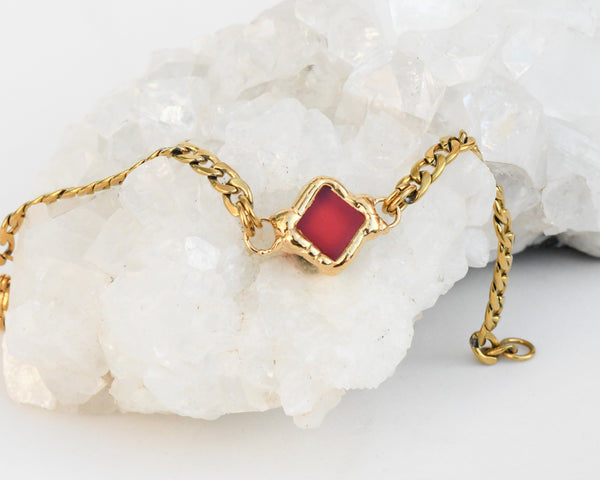 Red Square Glass Bracelet