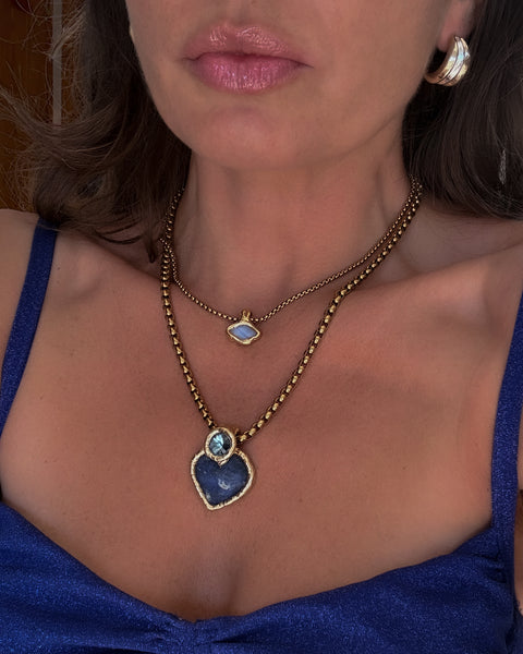 Lapis Lazuli Heart & Swarovski