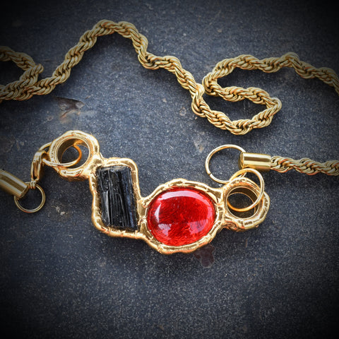 Tourmaline & Red Glass